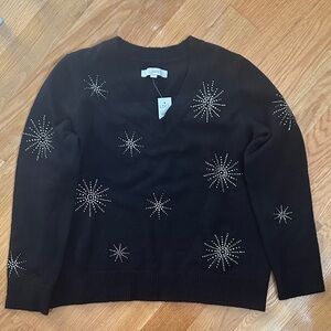 LOFT Black Pullover with Starburst Accents
